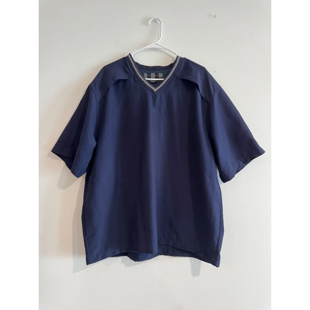 Nike Golf V-Neck Windshirt Mens XL Navy Blue Short Sleeve Pullover Vent